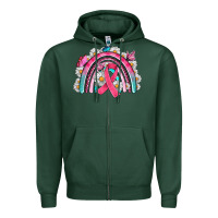 Sports Green Breast Cancer Rainbow Zipper Hoodie - Artiststas