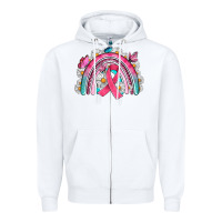 White Breast Cancer Rainbow Zipper Hoodie - Artiststas