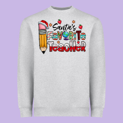 Santa Favorite Teacher Heavyweight Sweatshirt Designed By Cowhidedigitalart