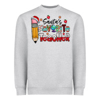Heather Grey Santa Favorite Teacher Heavyweight Sweatshirt - CowhideDigitalArt