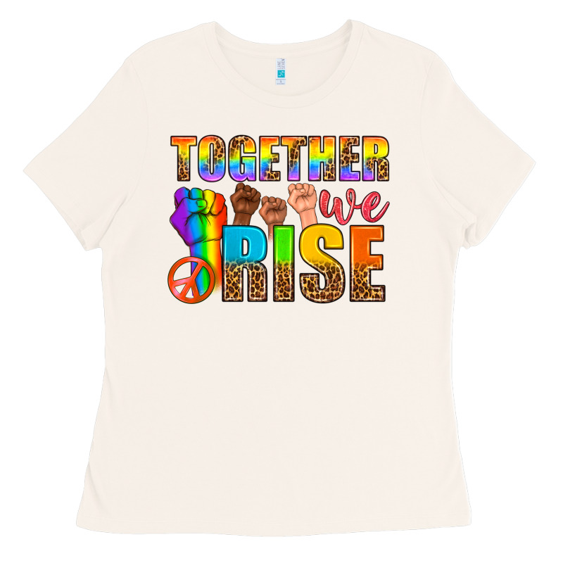 Lgbtq+ Together We Rise Ladies Tee by NancyCooperArtShop | Teevron