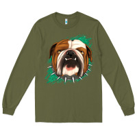 Army Green Bulldog Green glitter Long Sleeve Tee - Jasminsmagicworld