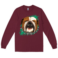 Burgundy Bulldog Green glitter Long Sleeve Tee - Jasminsmagicworld
