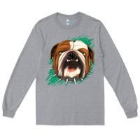 Heather Grey Bulldog Green glitter Long Sleeve Tee - Jasminsmagicworld