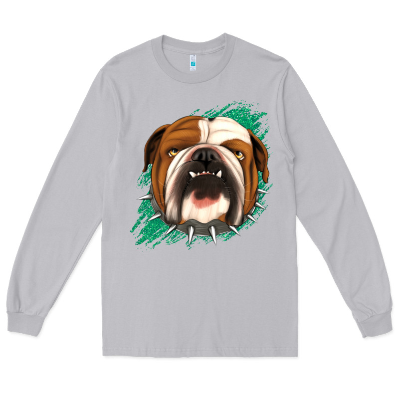 Bulldog Green Glitter Long Sleeve Tee by Jasminsmagicworld | Teevron