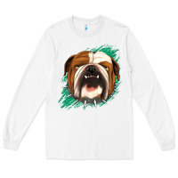 White Bulldog Green glitter Long Sleeve Tee - Jasminsmagicworld