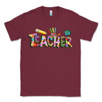 Burgundy Autism Teacher Classic Tee - NancyCooperArtShop