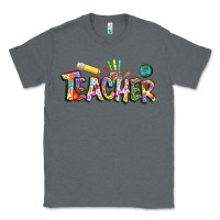 Charcoal Heather Autism Teacher Classic Tee - NancyCooperArtShop