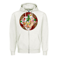 Oatmeal Heather Christmas chicken Zipper Hoodie - Artiststas