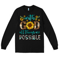 Black with god all things are possible Long Sleeve Tee - OliviaCreatesArt