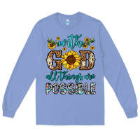Colony Blue with god all things are possible Long Sleeve Tee - OliviaCreatesArt