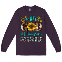 Plum with god all things are possible Long Sleeve Tee - OliviaCreatesArt