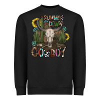 Black summer down cowboy Heavyweight Sweatshirt - CowhideDigitalArt