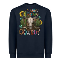 Navy summer down cowboy Heavyweight Sweatshirt - CowhideDigitalArt