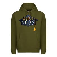 Army Green Senior 2023 graduation png sublimation design down Premium Hoodie - RanaPortraitStore