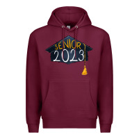 Burgundy Senior 2023 graduation png sublimation design down Premium Hoodie - RanaPortraitStore