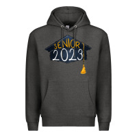 Charcoal Heather Senior 2023 graduation png sublimation design down Premium Hoodie - RanaPortraitStore