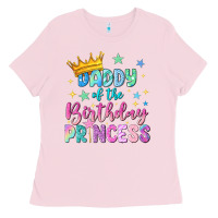 Bubblegum Pink daddy of the birthday princess Ladies Tee - NancyCooperArtShop