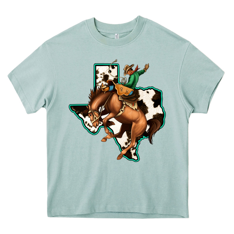 Cowhide Texas Map Rodeo Cowboy Heavy Core Tee by Bettercallsaul | Teevron