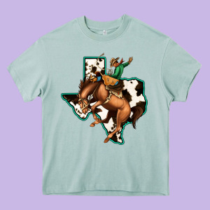 Cowhide Texas Map Rodeo Cowboy Heavy Core Tee Designed By Bettercallsaul