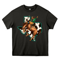 Asphalt Cowhide Texas Map Rodeo Cowboy Heavy Core Tee - Bettercallsaul