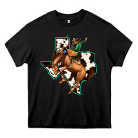 Black Cowhide Texas Map Rodeo Cowboy Heavy Core Tee - Bettercallsaul