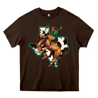 Chocolate Brown Cowhide Texas Map Rodeo Cowboy Heavy Core Tee - Bettercallsaul