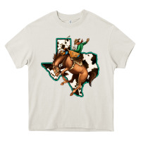 Cream Cowhide Texas Map Rodeo Cowboy Heavy Core Tee - Bettercallsaul