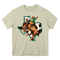 Mossy Cowhide Texas Map Rodeo Cowboy Heavy Core Tee - Bettercallsaul