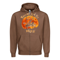 Chestnut Halloween Witch On Motorcycle Cat & Moon Salem Witch Trials Premium Zipper Hoodie - trangStudio