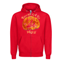 Red Halloween Witch On Motorcycle Cat & Moon Salem Witch Trials Premium Zipper Hoodie - trangStudio