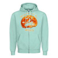 Seafoam Halloween Witch On Motorcycle Cat & Moon Salem Witch Trials Premium Zipper Hoodie - trangStudio