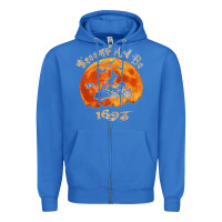 True Royal Halloween Witch On Motorcycle Cat & Moon Salem Witch Trials Premium Zipper Hoodie - trangStudio