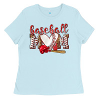 Baby Blue Baseball Mom Ladies Tee - NancyCooperArtShop