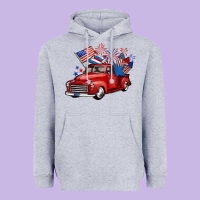 American Truck 4th Of July Heavyweight Hoodie Designed By Barkaloodesign