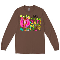 Chestnut Hello Summer Donut Girl Long Sleeve Tee - CowCowDesign