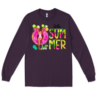 Plum Hello Summer Donut Girl Long Sleeve Tee - CowCowDesign