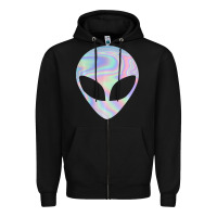 Black Alien Head Colorful Laser Ufo Sighting Believe Area 51 Zipper Hoodie - trangStudio