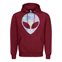 Burgundy Alien Head Colorful Laser Ufo Sighting Believe Area 51 Zipper Hoodie - trangStudio