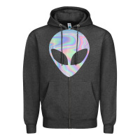Charcoal Heather Alien Head Colorful Laser Ufo Sighting Believe Area 51 Zipper Hoodie - trangStudio