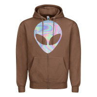 Chestnut Alien Head Colorful Laser Ufo Sighting Believe Area 51 Zipper Hoodie - trangStudio