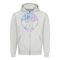Dove Grey Alien Head Colorful Laser Ufo Sighting Believe Area 51 Zipper Hoodie - trangStudio
