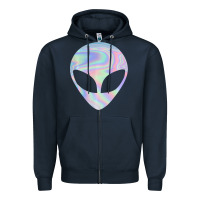 Navy Alien Head Colorful Laser Ufo Sighting Believe Area 51 Zipper Hoodie - trangStudio