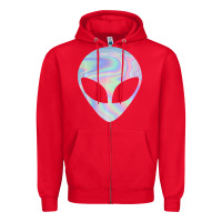 Red Alien Head Colorful Laser Ufo Sighting Believe Area 51 Zipper Hoodie - trangStudio