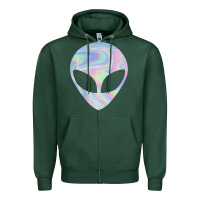 Sports Green Alien Head Colorful Laser Ufo Sighting Believe Area 51 Zipper Hoodie - trangStudio