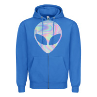 True Royal Alien Head Colorful Laser Ufo Sighting Believe Area 51 Zipper Hoodie - trangStudio