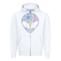 White Alien Head Colorful Laser Ufo Sighting Believe Area 51 Zipper Hoodie - trangStudio