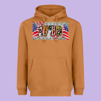 1776 4th Of July License Plate Heavyweight Hoodie Designed By Barkaloodesign