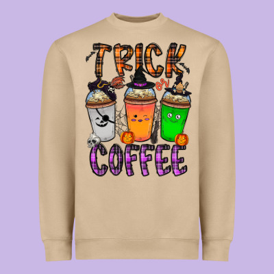 Trick Or Coffee Heavyweight Sweatshirt Designed By Cowhidedigitalart