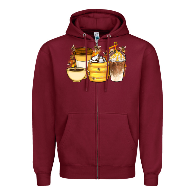 Bee Honey Coffee Cups Zipper Hoodie by Artiststas | Teevron